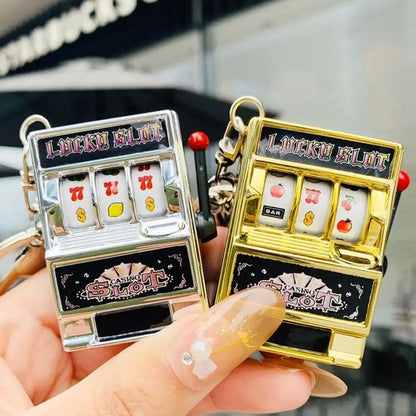 Mini Gambling Slot Machine Key Chains Creative Arcade Pocket Fruit Lucky Jackpot Gadget Antistress Toy Funny Games Keychain R