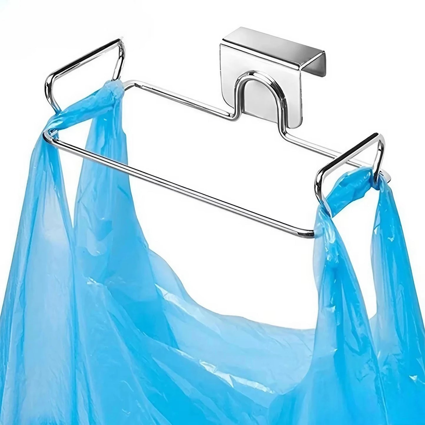 Kitchen Non Perforated Stainless Steel Garbage Rack With Hanging Bracket, Cabinet Door With Cloth And Garbage Bag Storage Rac