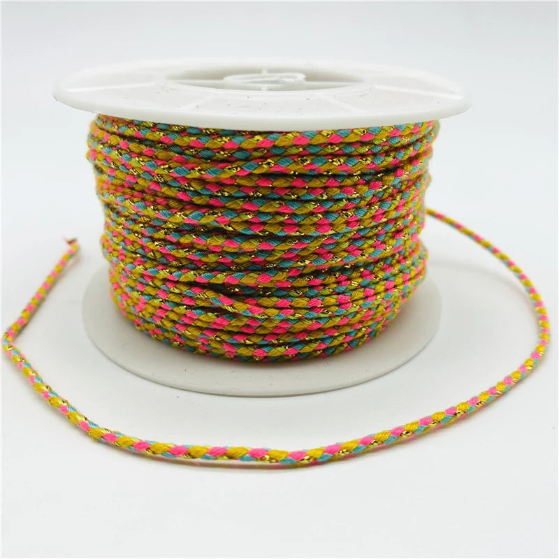 5yards/Lot 2.5mm Gold Line 100% Cotton Cord Rope Chinese Knot Macrame Cord Rope For Jewelry Making For Shamballa Bracelet - 1