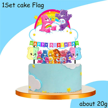 Care Bear Party Supplies Disposable Plate Napkin Tablecloth Cake Topper Gifts Bag Kids for Birthday Party Decorations Set Gif
