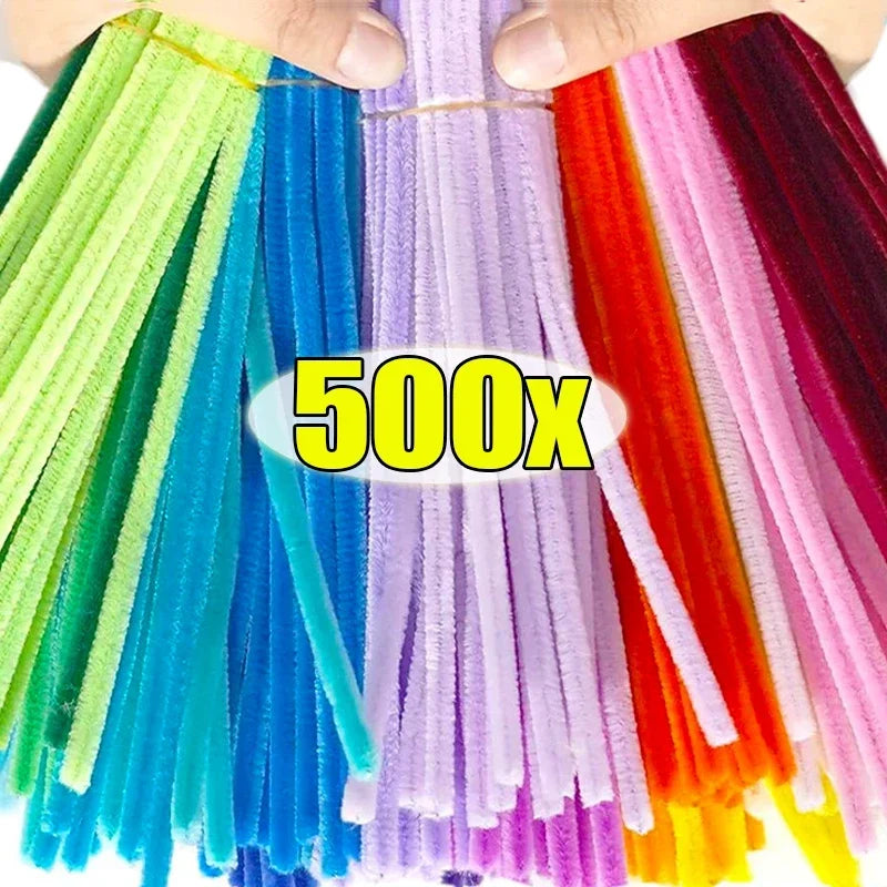 Wholesale Colorful Chenille Stems Pipe Cleaners Plush Tinsel Stem Wired Sticks Twist Stick Hair Strip DIY Craft Educational T