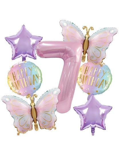 Birthday Decorations, Pink Butterfly Balloons Set, Custom Happy Birthday Banner, Personalized Party Decor, Whimsical Birthday