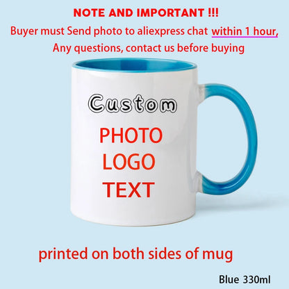 Personalized Photo Mug, Customize Family, Kids,Lovers,Logo, Text, Dog, Cat ,photos Mugs, Tea Milk Cup, Mother's Day Gift - Bl