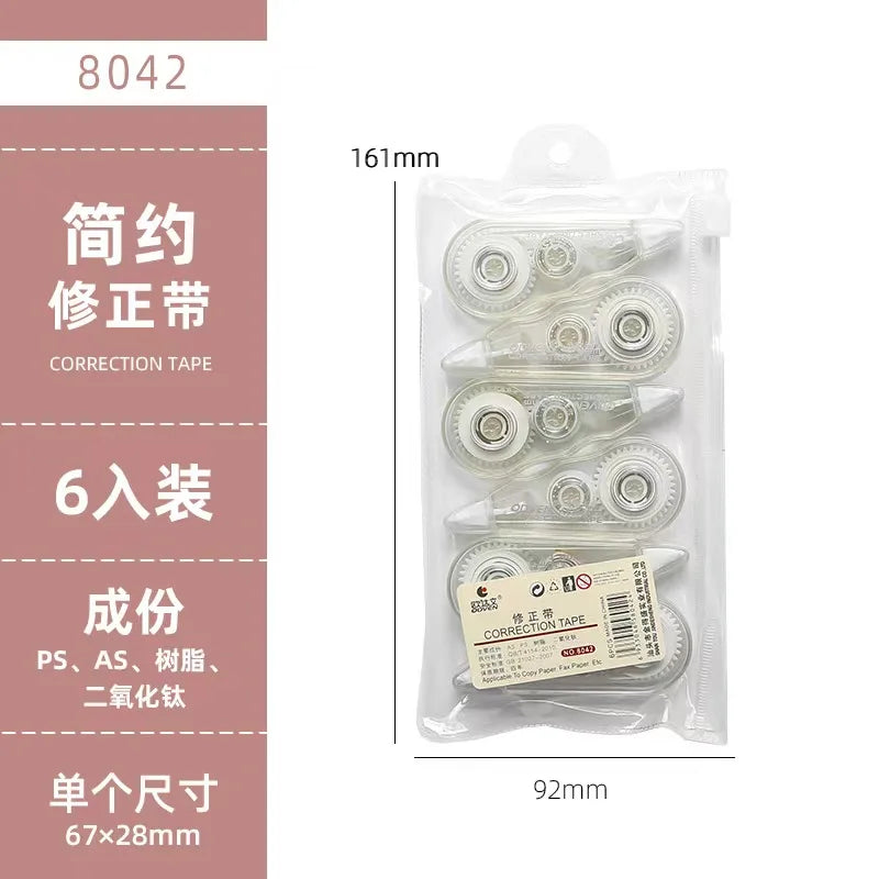 6pc Set Correction Tape Kawaii Mechanical Cute Design Correction Tape - Perfect for Decorating Diaries and School Supplies - 