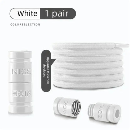 Colorful Metal Lock Sneakers Elastic Shoelaces No Tie Sports Shoe Laces Capsule Lock Stretch Rubber Shoestrings for Easy Wear