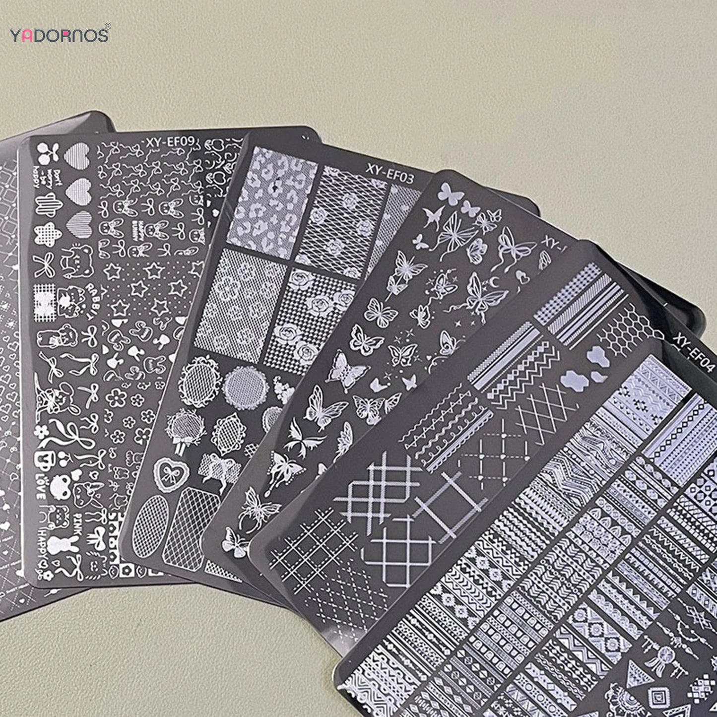 1Pcs Nail Stamping Plates Multi-styles Nail Art Plate Stainless Steel Stripe/Bowknot/Flower/French Nail Design Stencil Tools