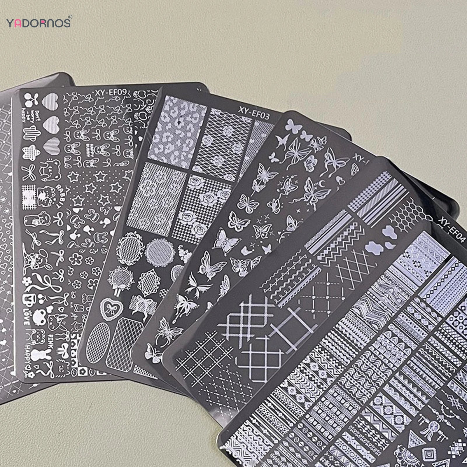 1Pcs Nail Stamping Plates Multi-styles Nail Art Plate Stainless Steel Stripe/Bowknot/Flower/French Nail Design Stencil Tools