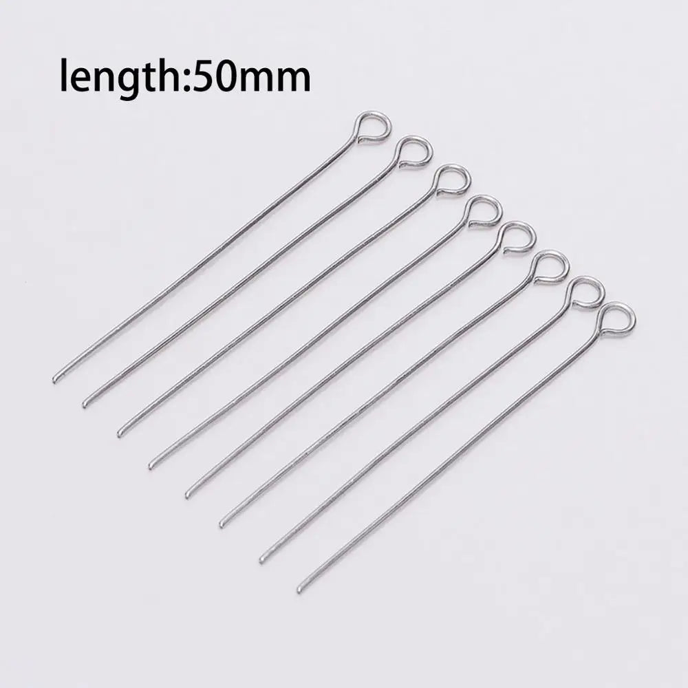 100pcs Stainless steel Eye Head Pins Metal Eye Pins For Jewelry Making Findings Diy Earrings Pendant Jewelry Pins Supplies - 