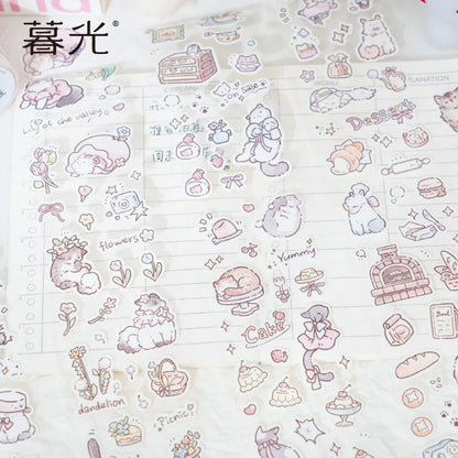 Kitten Synthetic Paper Flash Film Die Cutting Tape Cartoon Cute Children Gooka Decorative Sticker