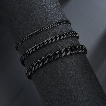 LETAPI Fashion Stainless Steel Curb Cuban Chain Bracelet for Men Women Hip Hop Couple Unisex Wrist Hand Jewelry Gift Party