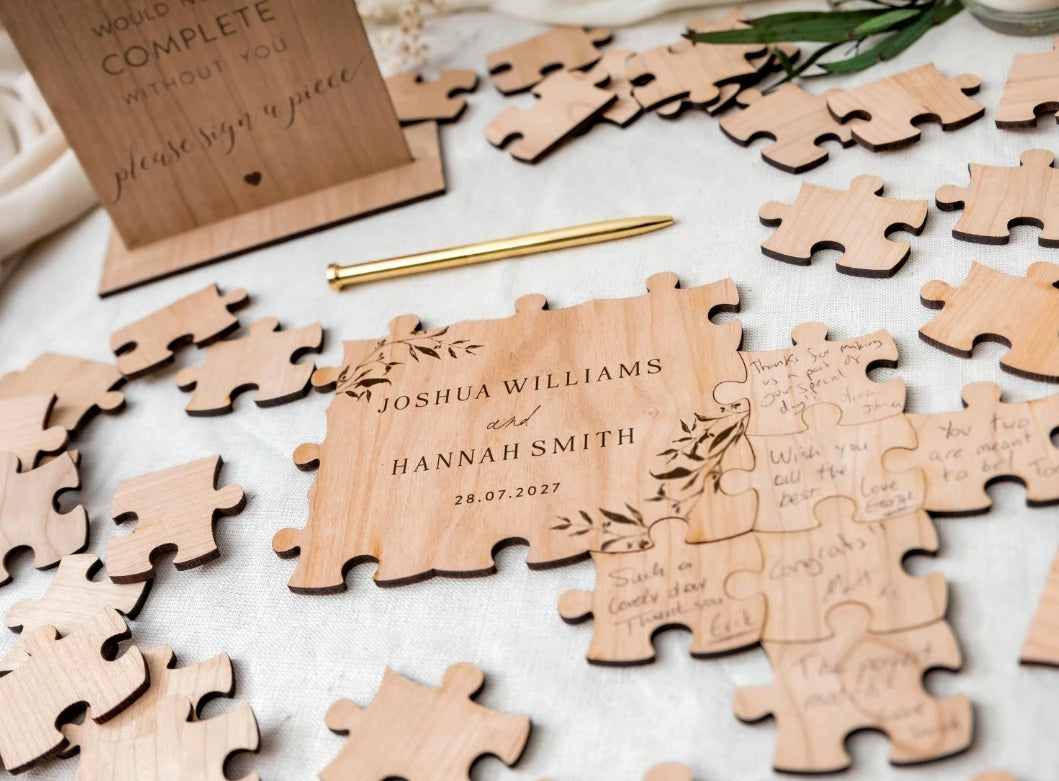 Wedding Guest Book Alternative Puzzle Guest Book, Custom Jigsaw Guestbook, Rustic Wedding Table Décor, Wood Guestbook