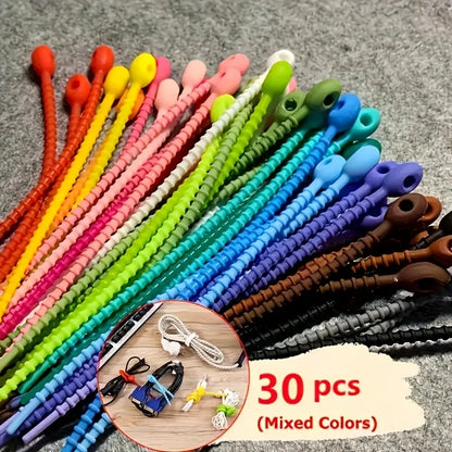Silicone Reusable Cable Organizer Storage Bag Tie, Wire Management Zipper Tie, Multi-Functional Bag Clip, Organizer Clip Cabl