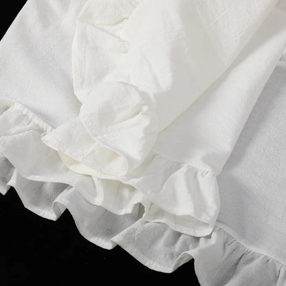 Ruffle Table Runner 100% Cotton Fabric Farmhouse Rustic Ruffled Edge Table Runner Wedding Decor for Christmas Holiday Baby Sh