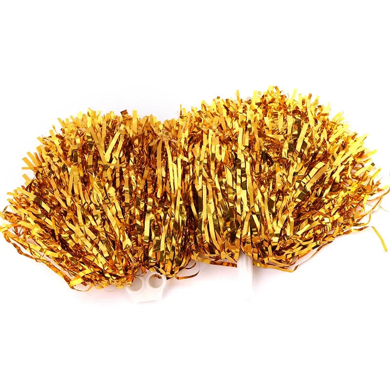 Cheerleading Pom Poms with Handle Cheer Balls Gold Yellow Pink Red Green Blue for Hand Dance Women Girl Kids Pompoms Accessor