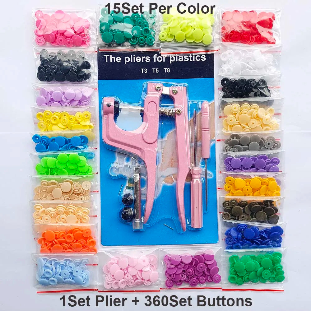 T5 Resin Snap Buttons Set Snaps U Shape Fastener Snap Pliers Buttons Kit Snaps Cloth Buttons DIY Sewing Machine Crafting Tool