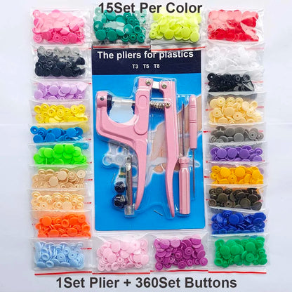 T5 Resin Snap Buttons Set Snaps U Shape Fastener Snap Pliers Buttons Kit Snaps Cloth Buttons DIY Sewing Machine Crafting Tool