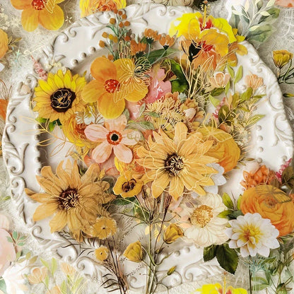 40sheets/pack Transparent PET Stickers Scrapbooking Materials DIY Junk Journal Collage Floral Leaves Plants Decor Stickers - 