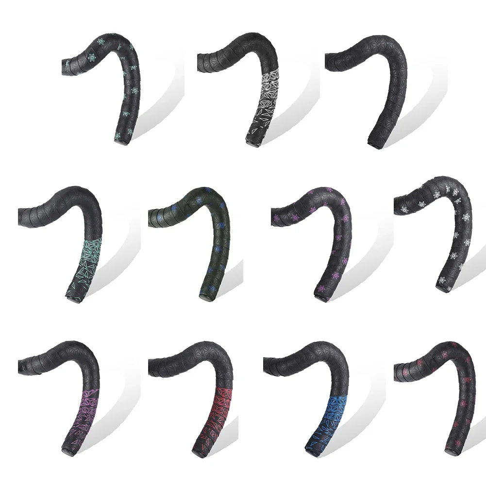 2Pcs Anti-Slip Handlebar Tape PU Road Bike Shock Absorption Handle Bar Tape With Bar End Plugs For Bicycle Racket Cycling Too