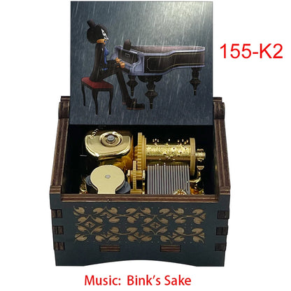 Bink's Wooden Painted Music Box Anime Carved Musical Box Desktop Decoration Sake Melody Christmas Birthday Gift - 155-K2-wind
