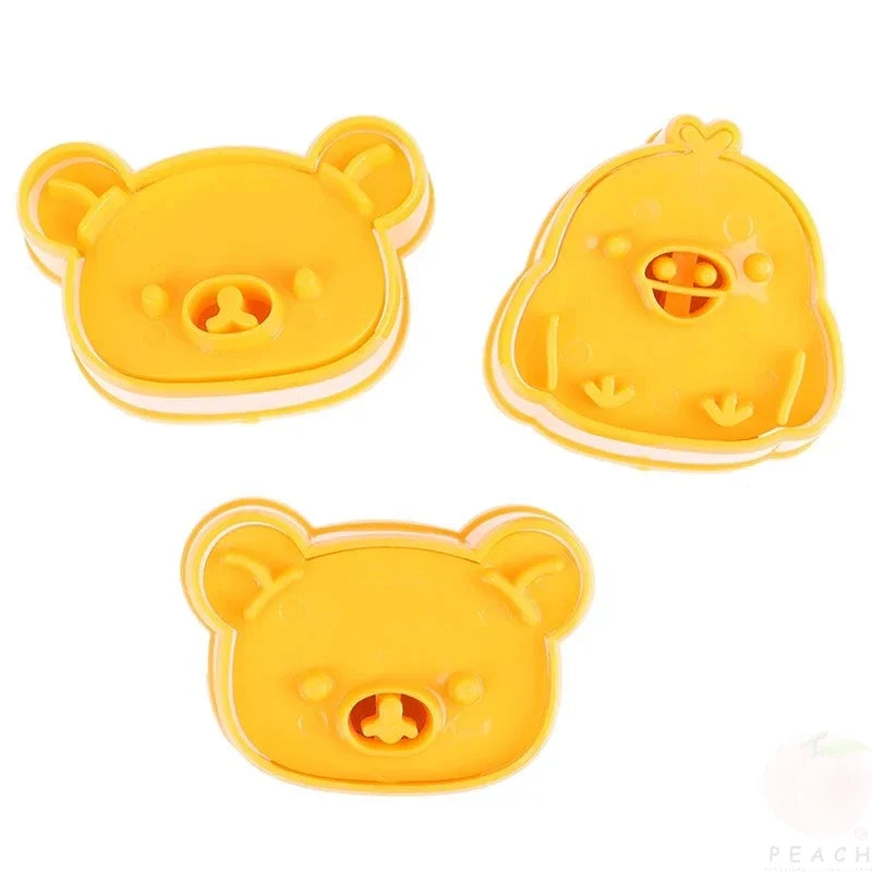 3Pcs/Set Cute Bear Sandwich Mold Bread Cake Biscuit Embossing Device Crust Cookie Cutter Baking Pastry Tools - one size
