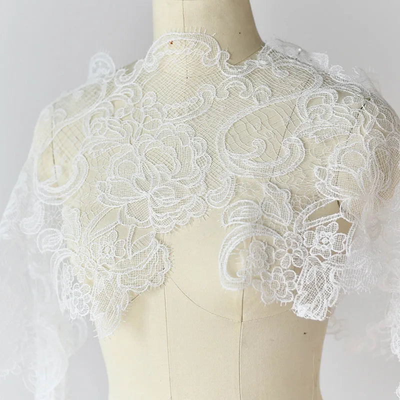 1Yard Hollow Embroidery Lace Trim, Wedding Dress Lace Fabric Decoration Accessories Eyelash Dress Lace 28CM Wide - White