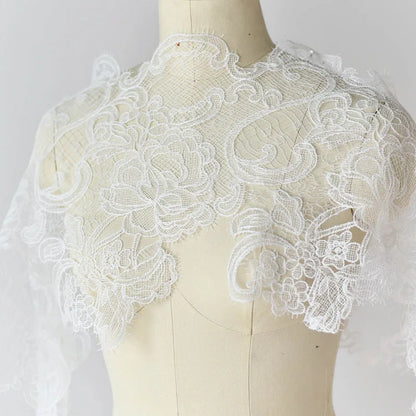 1Yard Hollow Embroidery Lace Trim, Wedding Dress Lace Fabric Decoration Accessories Eyelash Dress Lace 28CM Wide - White
