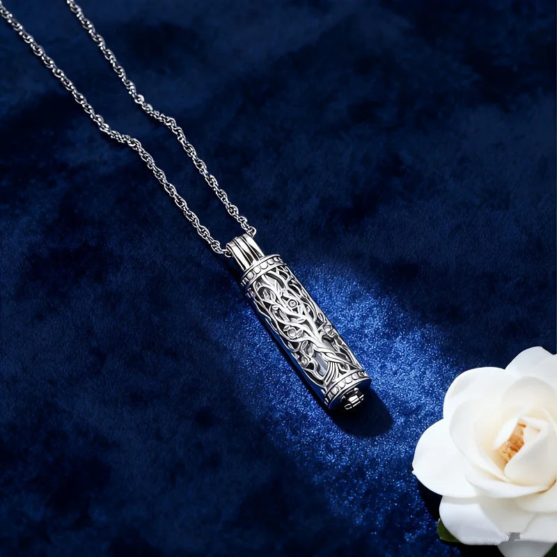 1PCS Cylinder Cremation Jewelry Tree of Life Urn Ashes Necklace for Women Men Vial Cremation Ash Pendant Loved One Memorial P