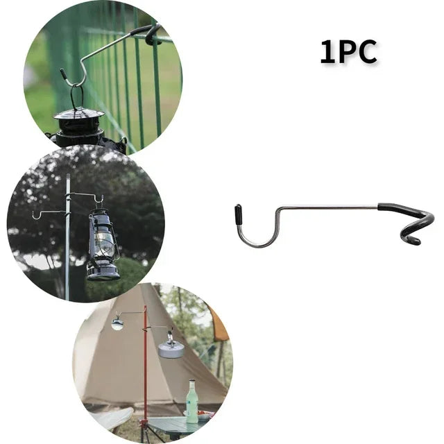 Stainless Steel Light Stand Holder Hooks Portable Tent Pole Lamp Hanger Hunting Fishing Lantern Hanger Outdoor Camping Tools 