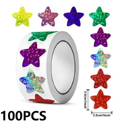 100-500PCS New Stars Stickers Thank You Stickers Photocard Decor Packaging Pack Stickers Roll Rolling Lables - TZ304-100PCS