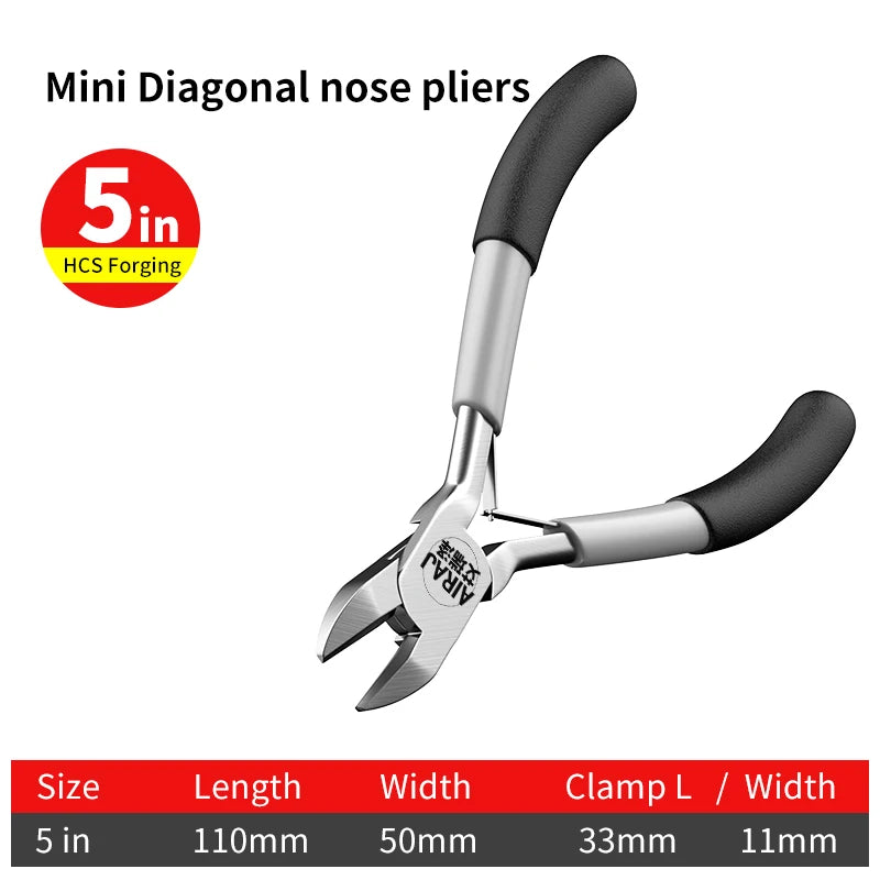 Mini Pliers Diagonal Pliers Round Bent Needle Nose Cutter Handcraft Beading Insulated Plier for DIY Small Jewelry Pliers Tool