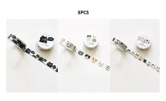 Washi Tapes Cartoon Cat Masking Tape Washi Stickers Scrapbooking Adhesive DIY Decorative Stationery School Supplies - M