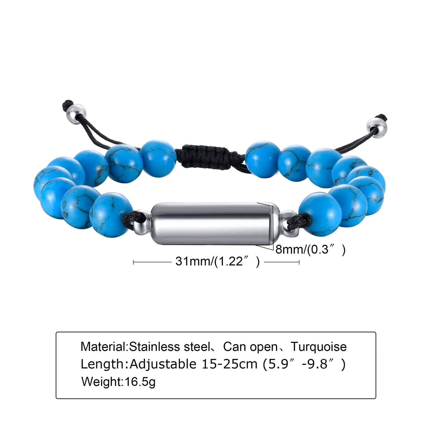 Cremation Urn Bracelets For Men,adjustable Tiger Eye Beads Chain Wristband Pet Family Papa Ashes Holder Stainless Steel Jewel