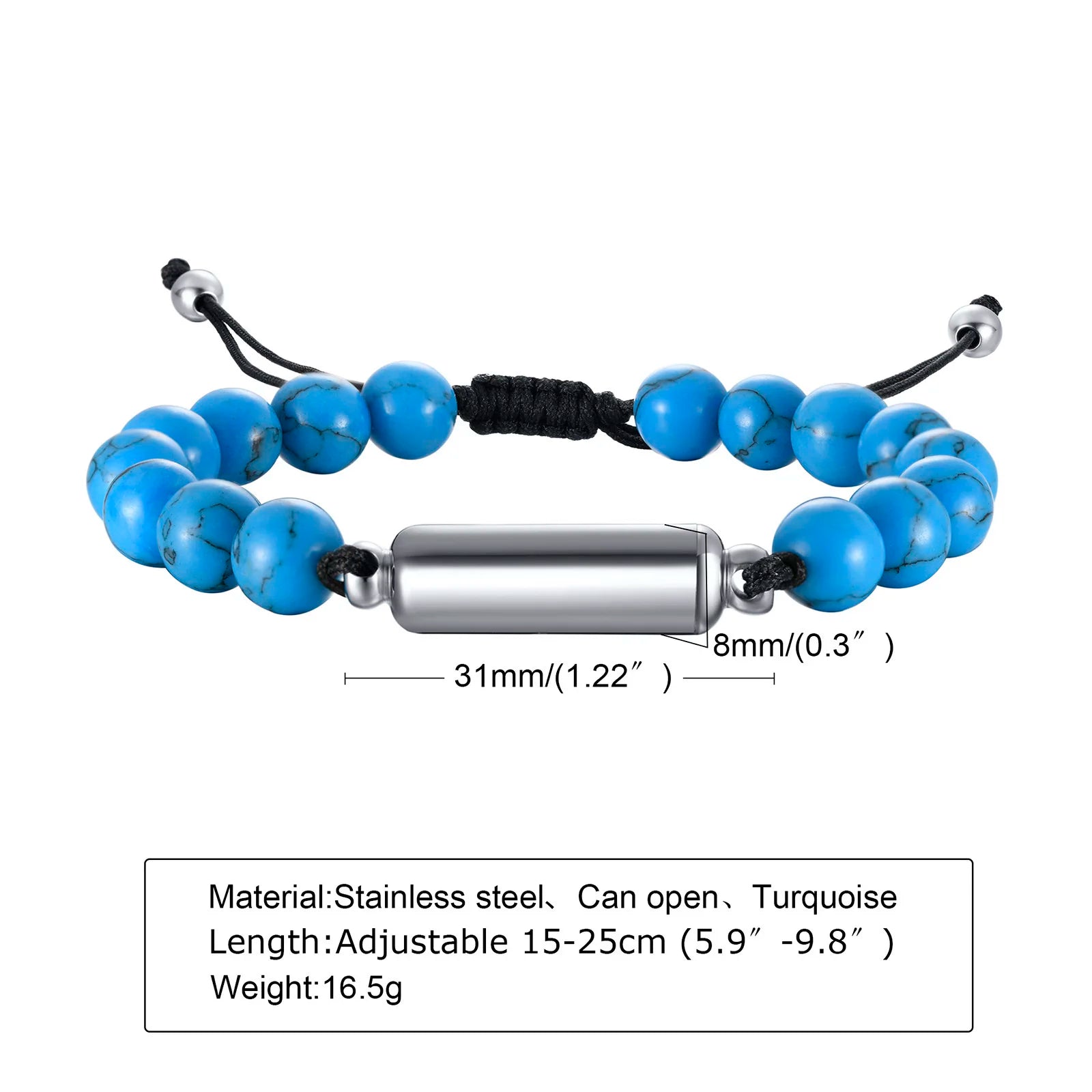 Cremation Urn Bracelets For Men,adjustable Tiger Eye Beads Chain Wristband Pet Family Papa Ashes Holder Stainless Steel Jewel