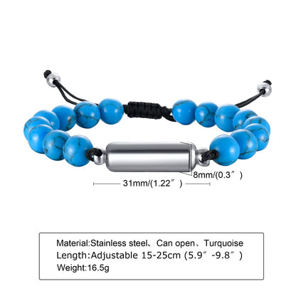 Cremation Urn Bracelets For Men,adjustable Tiger Eye Beads Chain Wristband Pet Family Papa Ashes Holder Stainless Steel Jewel