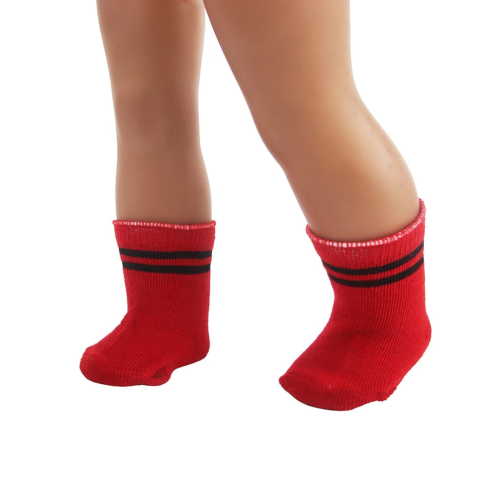 Doll Accessories Socks Heart Stripe Solid Color Knit Doll Socks For 43cm Baby New Born&18 inch American,OG Girl Doll Toy - BE