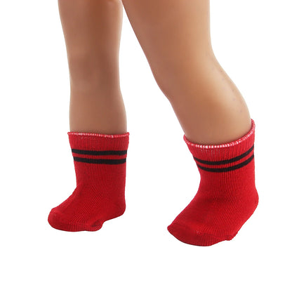 Doll Accessories Socks Heart Stripe Solid Color Knit Doll Socks For 43cm Baby New Born&18 inch American,OG Girl Doll Toy - BE