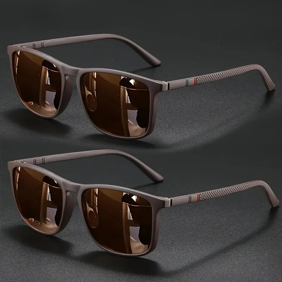 2/3pcs Luxury Square Vintage Cycling Sunglasses Men Women Fashion Travel Driving Fishing Sun Glasses Male Eyewear UV400 - Cof