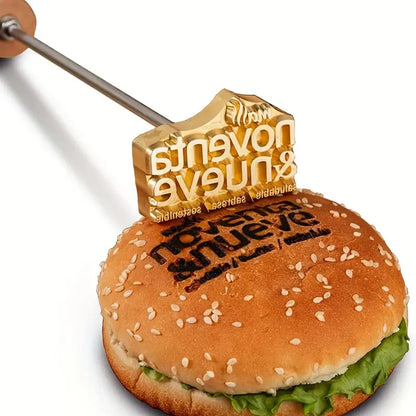 Custom Branding Iron Stamp DIY LOGO Heating Brass Embosser Seals with Handle for Wood Leather Cake Hamburger Wedding Party Cr