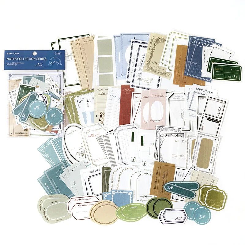 JIANQI 100pcs/pack Vintage Memo Paper Set DIY Scrapbooking School Supplies Decor Junk Journal Marking Stationery Notes Paper 