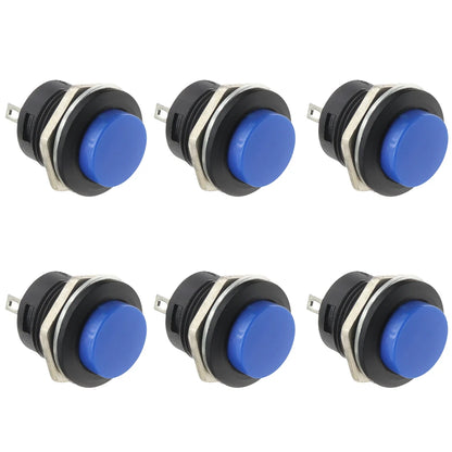 6Pcs R13-507 Momentary Push Button 2 Pin Self-Resetting Mini No Lock Round SPST 1NO Switch 3A 250V AC/6A 125V AC Button Assor