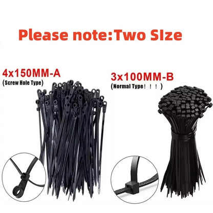 500/100PCS Screw Hole Cable Ties Reusable Fixed Nylon Cable Ties Self-locking Cord Ties Straps Fastening Loop Office Organize