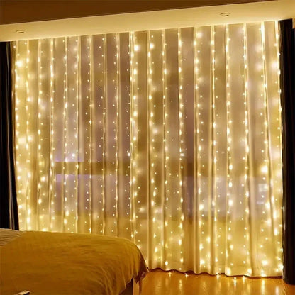 3/4/6m Curtain 100/600LEDString Lights Garland USB Festoon Remote Control Fairy Garland Lights Christmas Decoration Bedroom H