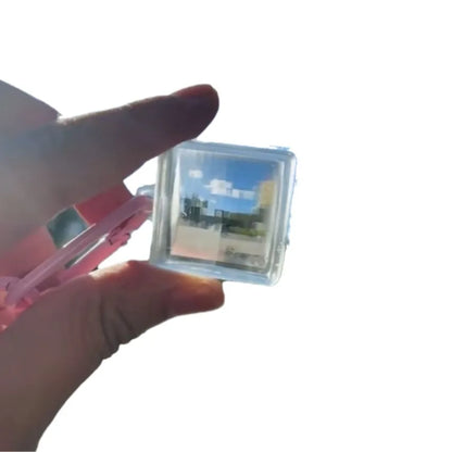 Pixel Photography Tool Transparent Acrylic Mosaics for Keychains and Sharing Your Travel Memories Mosaic Lens - Pink rope