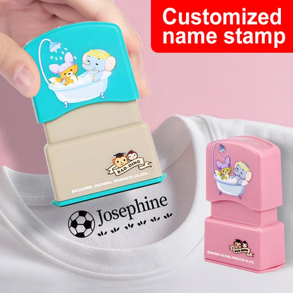 Personalized Kids Name Stamp-Custom Waterproof Seal Stamps for School,Durable Non-Fading Ink, Travel Case & Educational Tools