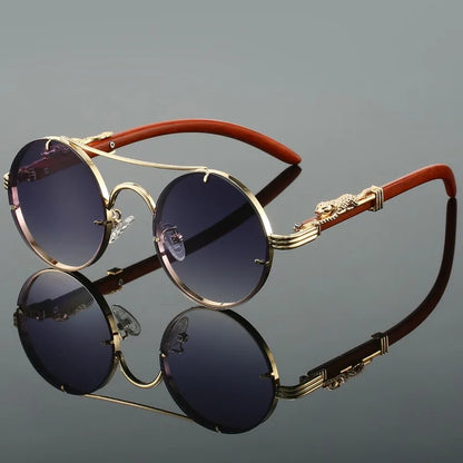 Vintage Round Sunglasses Men Fashion Double Bridge Multicolor Shades Women Retro Trendy Brand Luxury Design Sun Glasses