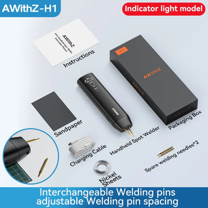 AWithZ Portable Spot Welder DIY Handheld Spot Welding Machine 90 Gears Adjustable Spot Welding for 18650 Lithium Battery - H1