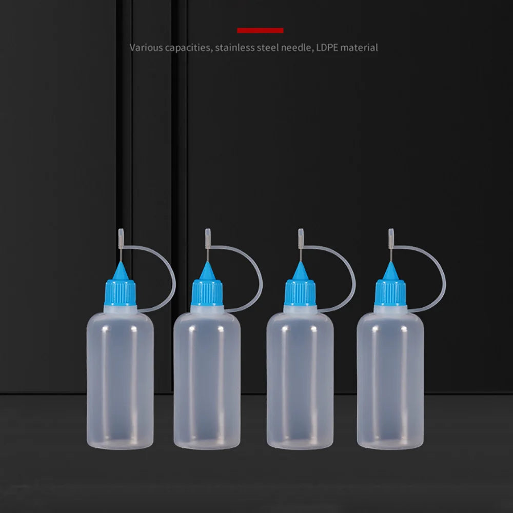 5ml 10ml 20ml 30ml 100ml 120ml PE Plastic Squeezable Tip Applicator Bottle Refillable Dropper with Needle Tip Caps Oil Bottle