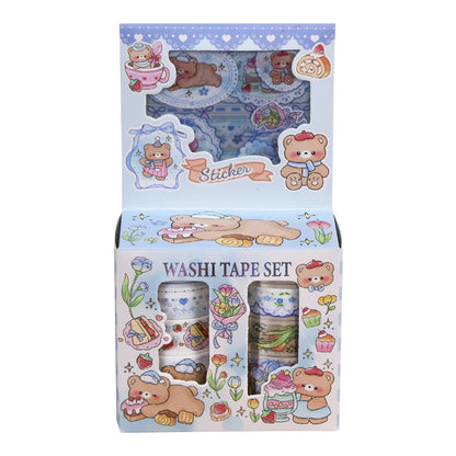 Kawaii Cartoon Washi Tape & Sticker Set, 10/40 Rolls, 10pcs Tape + 4pcs Stickers, Decorative Tape for Scrapbooking