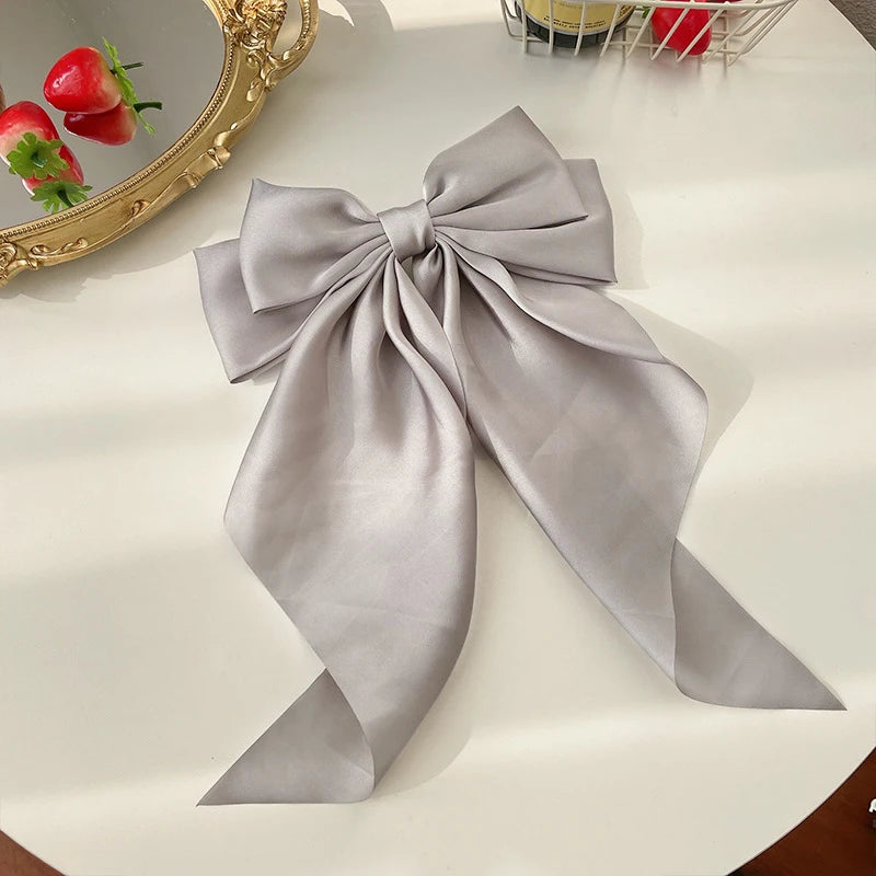 Bow Ribbon Hair Clip for Women Bowknot Barrettes Girls Solid Stain Spring Ponytail Clip Headband Hair Accessories Headwear Gi