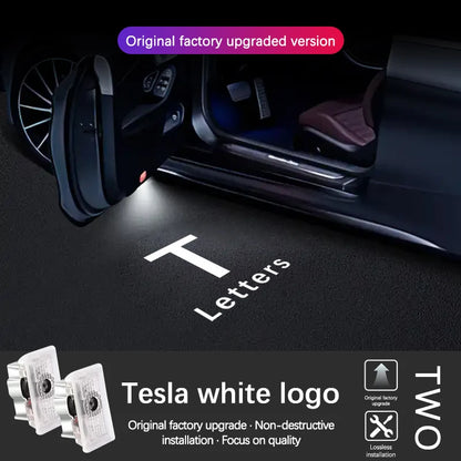 For Tesla Model 3 Model S Model X Model Y LED Logo Projector Puddle Light Ultra-Bright Welcome Light 3D Laser Ghost Shadow Li